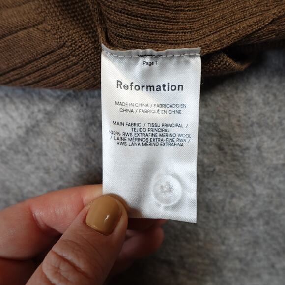 Reformation Sweater Womens Small Hermia Polo Top Ribbed 100% Merino Wool Knit - Picture 3 of 9